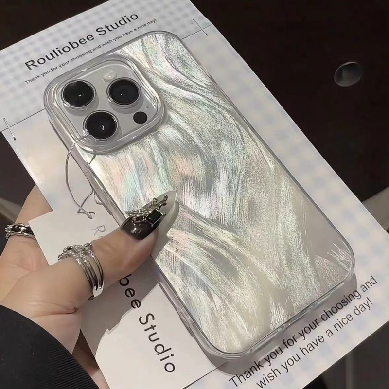 Phone Cases Arc - الفاخرة أورورا الفضة الليزر ريشة الغزل