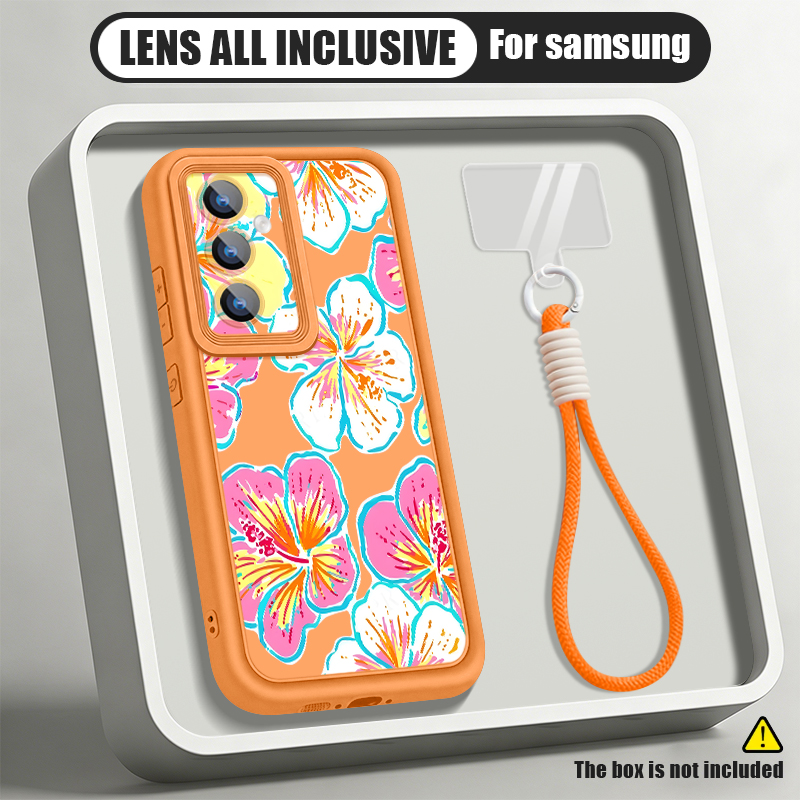 Phone Cases Galaxy A17 - غطاء هاتف بنمط الزهور مع حبل