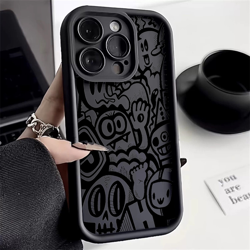 غطاء هاتف بتصميم جرافيتي أسود  - مراجعة Phone Cases That Cover The Camera وسعره