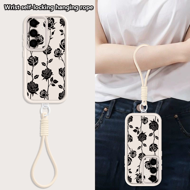 غطاء هاتف بنمط الزهور مع حبل ت - مراجعة Phone Cases Galaxy A17 وسعره